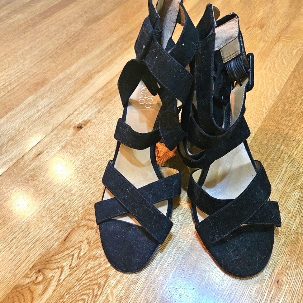 Black Strappy Sandals, Franco Sarto Sz 11, EUC